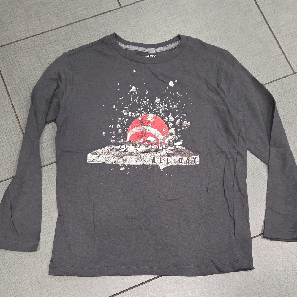 Old Navy Charcoal Long Sleeve Tee with Football Graphic